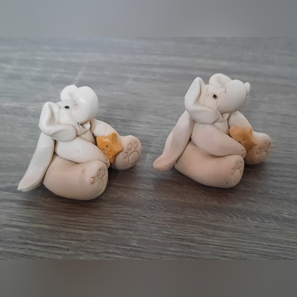 Handmade Clay Pottery Elephant Angel Miniature Figurines Artist Signed - Picture 14 of 14